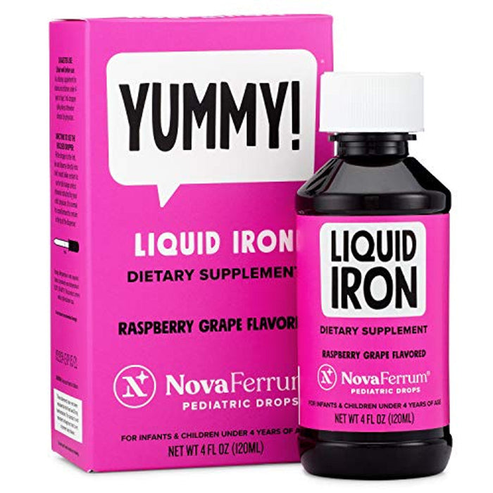 NovaFerrum Pediatric Drops, Liquid Iron Supplement Raspberry Grape by Pasteur Pharmacy