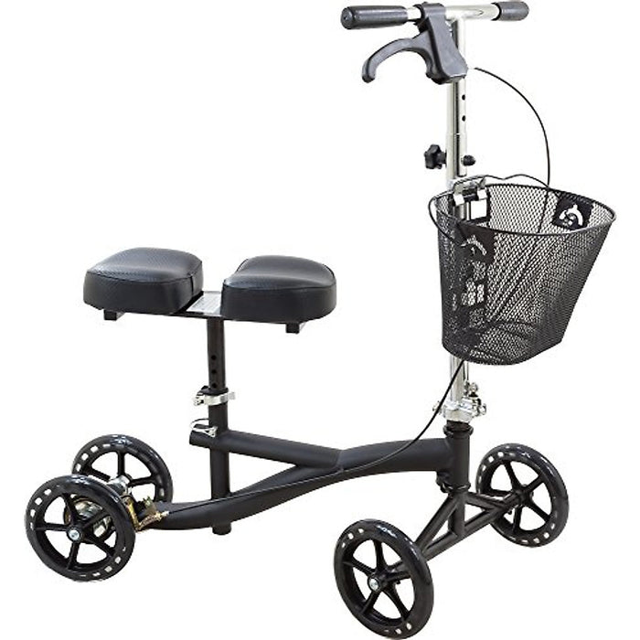 Roscoe Medical Knee Walker Scooter With Basket And Padded Seat, Black by Pasteur Pharmacy