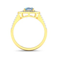 Genuine Aquamarine Diamond Halo Pave Ring by Fine Color Jewels
