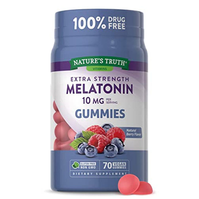 Nature's Truth Extra Strength Melatonin 10 Mg Vegan Gummies Natural Berry Flavor by Pasteur Pharmacy