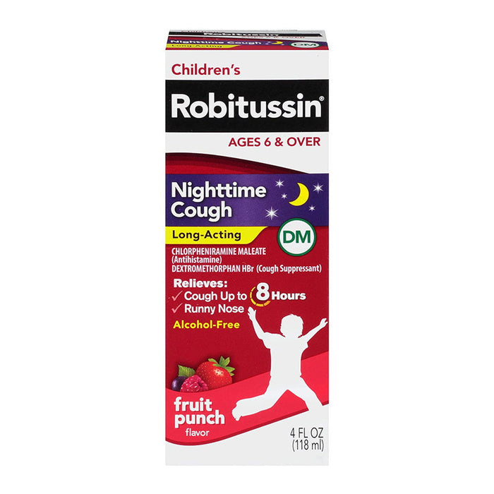 Robitussin Cough, Nighttime, Long Acting, Children's, Dm, Fruit Punch Flavor 4 Fl Oz by Pasteur Pharmacy