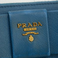 Prada Blue Saffiano Leather Long Bow Zip Around Wallet #3427 by Bolt Boutique