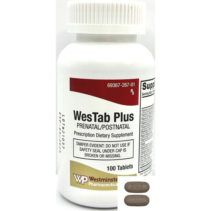 Westminster WesTab Plus Prenatal/Postnatal Supplement, 100 Tablets by Pasteur Pharmacy