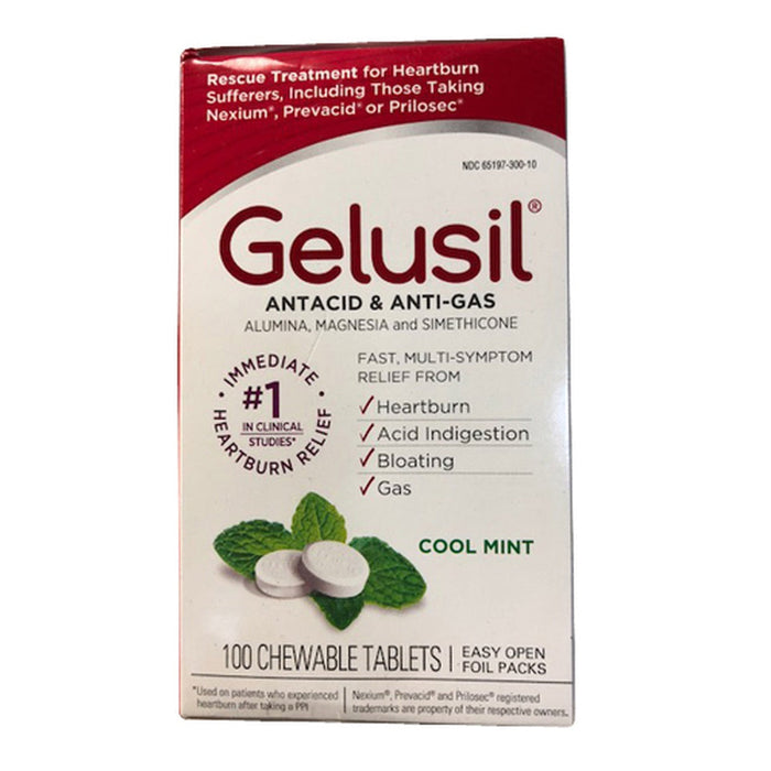 Gelusil Antacid & Anti Gas Chewable Tablets Cool Mint by Pasteur Pharmacy