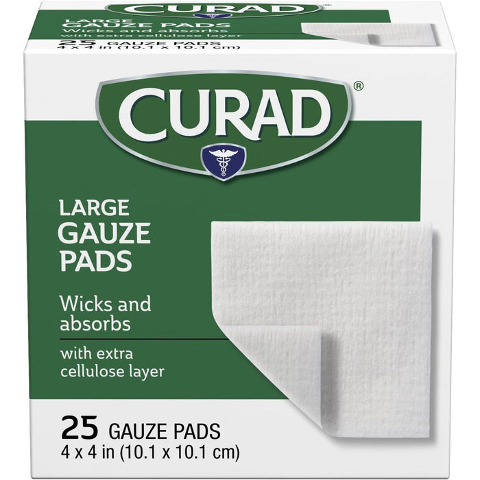 Curad Pro-Gauze Pads, 4 x 4 inch, 25 Count – Professional Grade Absorbent Gauze by Pasteur Pharmacy