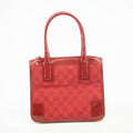 Gucci GG Canvas Red Patent Trimmed Square Tote Bag #3434 by Bolt Boutique