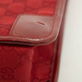 Gucci GG Canvas Red Patent Trimmed Square Tote Bag #3434 by Bolt Boutique