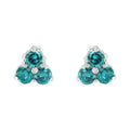 14KT White Gold Treated Blue Diamond Trio Stud Earrings (1 1/3 cttw, Blue) by Bids.com