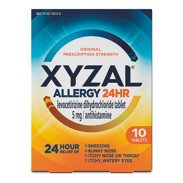Xyzal 24 Hour Allergy Relief 5mg – Full Prescription Strength, 10 Tablets by Pasteur Pharmacy