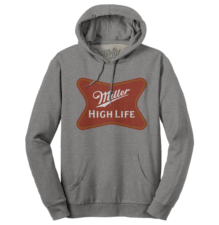 Miller High Life Beer Logo Hooded Sweatshirt - Oxford Gray by Tee Luv