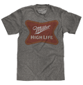 Miller High Life Gold Border Logo T-Shirt - Gray by Tee Luv