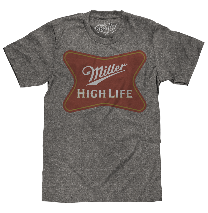Miller High Life Gold Border Logo T-Shirt - Gray by Tee Luv