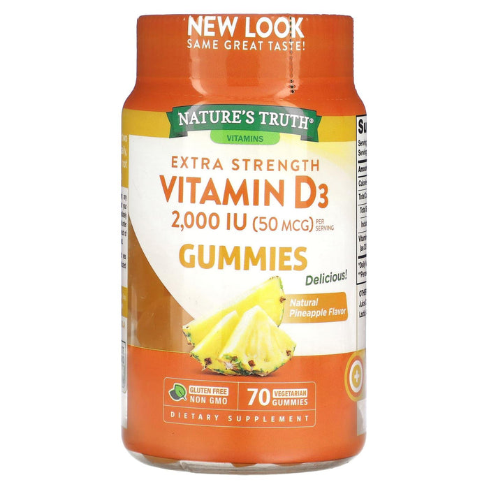 Nature's Truth Vitamin D3, Extra Strength, 50 Mcg, Vegetarian Gummies, Natural Pineapple Flavor by Pasteur Pharmacy