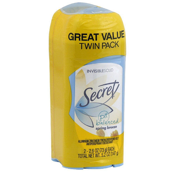 Secret Invisible Solid Antiperspirant and Deodorant, Spring Breeze, 2.6 oz (Twin Pack) by Pasteur Pharmacy
