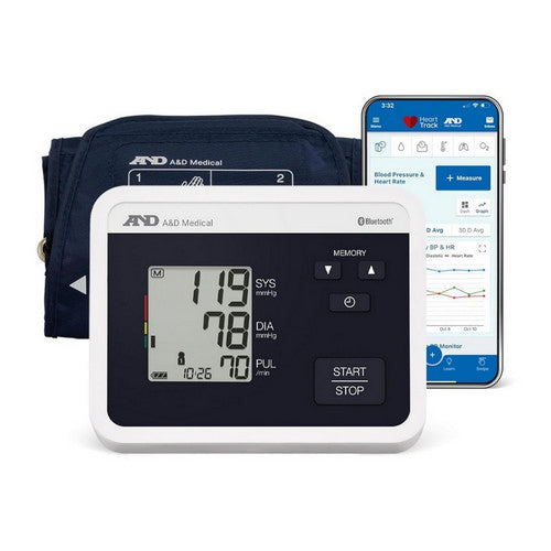 A&D Medical Multi-User Bluetooth Upper Arm Blood Pressure Monitor With Wide Range Cuff, 8.6" To 16.5" by Pasteur Pharmacy