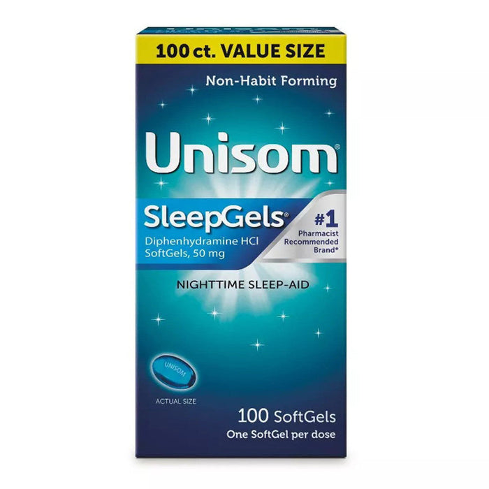 Unisom SleepGels Nighttime Sleep Aid, 50mg Diphenhydramine HCl, 100 Softgels by Pasteur Pharmacy