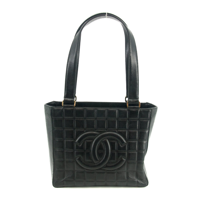 Chanel Black Lambskin Chocolate Bag Square Quilt Tote Bag #3455 by Bolt Boutique