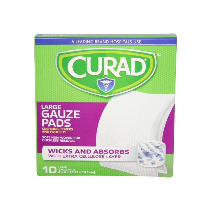 Curad Pro-Gauze Premium Gauze Pads, Extra Absorbent & Non-Stick – 4" x 4", 10 Count by Pasteur Pharmacy