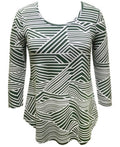 JM Collection Geometric Striped Top, Size XL by Vanessa Jane