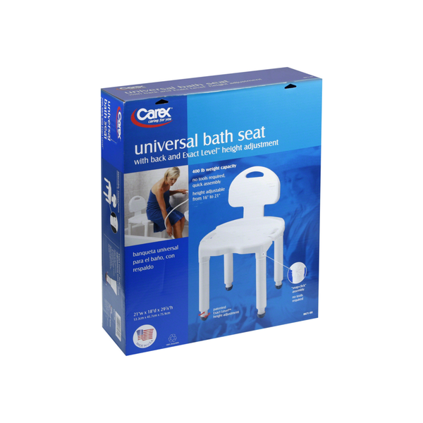 Carex® Universal Bath Bench with Back – Tool-Free Assembly by Pasteur Pharmacy