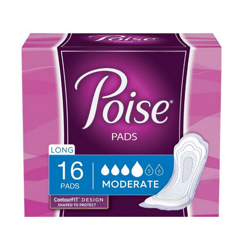 Poise Pads 16 Ct. Moderate Absrobancy, Long Length by Pasteur Pharmacy