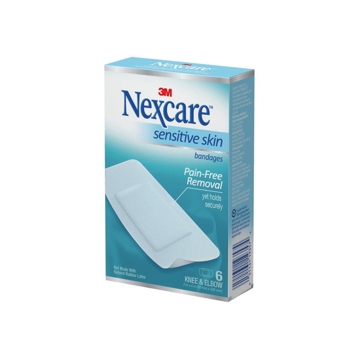 Nexcare Sensitive Skin Bandages, Knee & Elbow Size, Pain-Free Removal, 6 Count by Pasteur Pharmacy