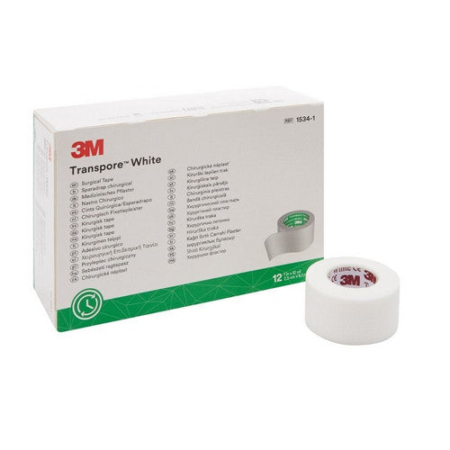 3M Medical Tape Transpore White 1 Inch X 10 Yard Plastic NonSterile, Box Of 12 by Pasteur Pharmacy