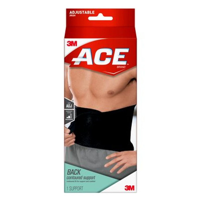 ACE Contoured Back Support, One Size Adjustable, Black by Pasteur Pharmacy