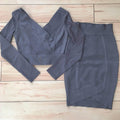 Long Sleeve V-Neck Bandage Two Piece Set by The House of Stylez