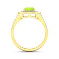 1.39 Ct Oval Green Peridot and White Diamond Prong Silver Double Halo Pave Ring by Fine Color Jewels