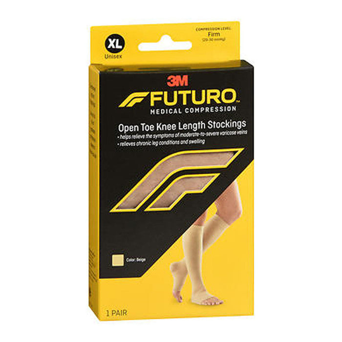 Futuro Open Toe Knee Length Stockings, X-Large, Firm, Beige, 1 Pair by Pasteur Pharmacy