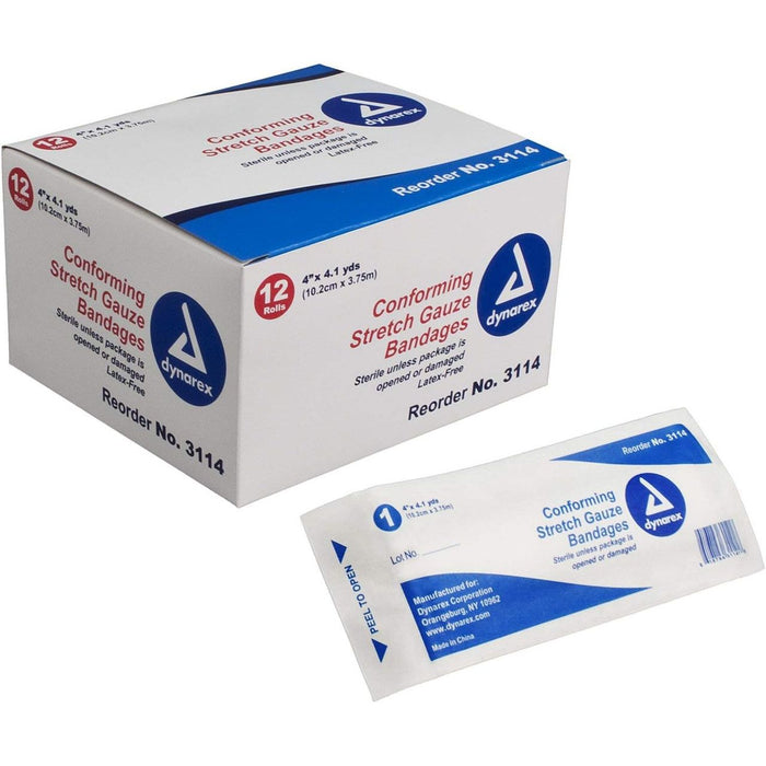 Dynarex 3114 Stretch Gauze Bandages – Bulk Box (96 Rolls) by Pasteur Pharmacy