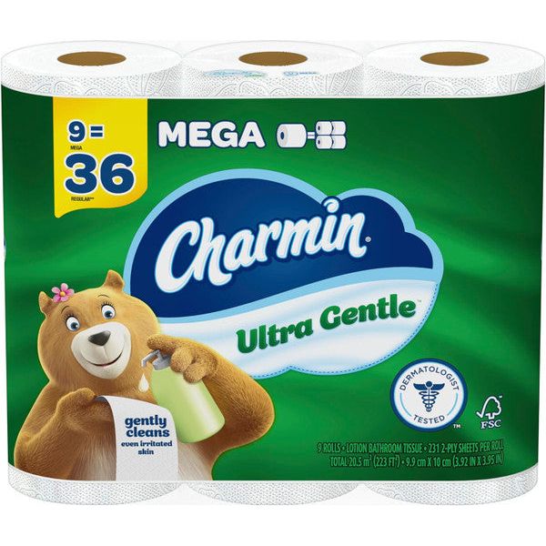 Charmin Toilet Paper Ultra Gentle, 9 Mega Rolls by Pasteur Pharmacy