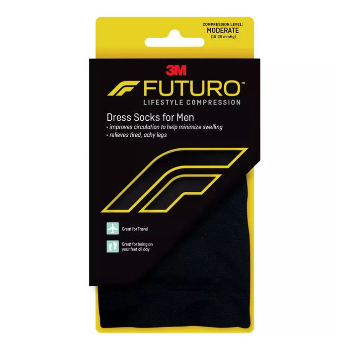 Futuro Revitalizing Dress Socks For Men, Black, Large -Firm by Pasteur Pharmacy