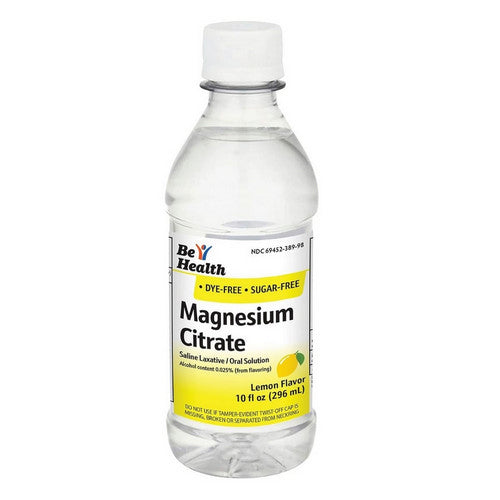 Be Health Magnesium Citrate Liquid Saline Laxative LEMON 10 Oz. Bottle Colonoscopy Prep by Pasteur Pharmacy