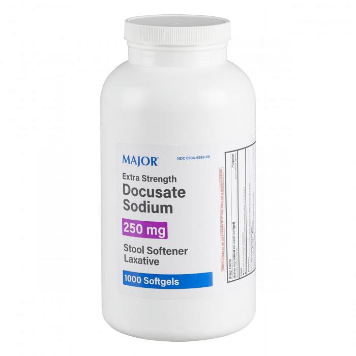 Major Stool Softener 250 mg (Docusate Sodium) - Extra Strength Relief, 1000 Softgels by Pasteur Pharmacy