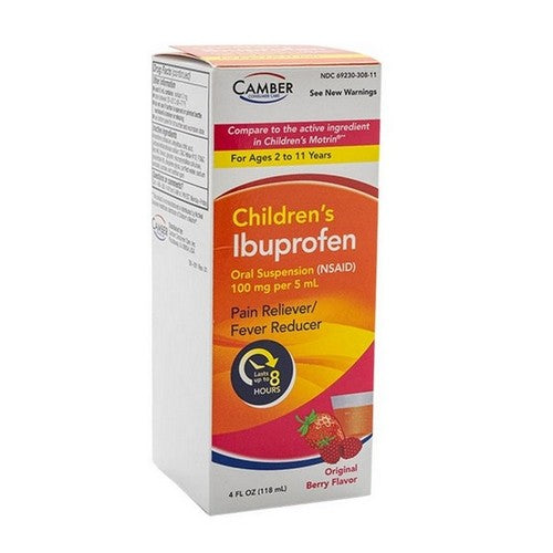 Camber Children's Ibuprofen Suspension Original Berry, 100 Mg, 4 Oz by Pasteur Pharmacy