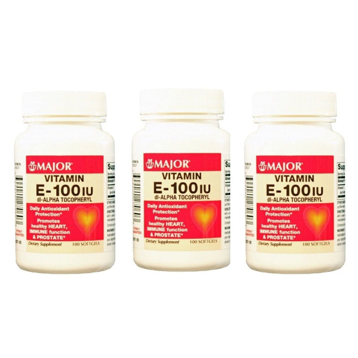 Major Vitamin E-100 IU 100 Sofgels * 3 Pack by Pasteur Pharmacy