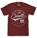 Chevrolet Corvette 62 Race Tested Street Proven T-Shirt - Crimson Heather by Tee Luv