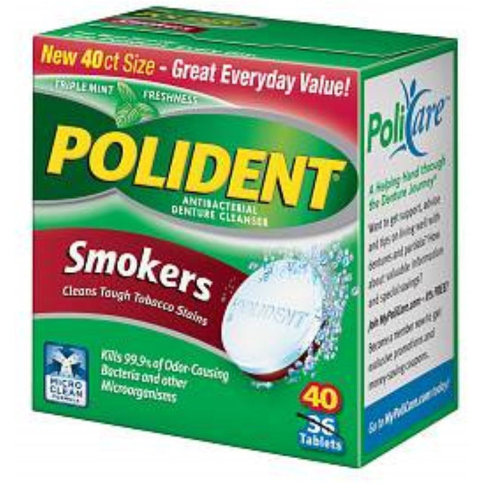 Polident Antibacterial Denture Cleanser, Triple Mint Freshness, Smokers, Tablets by Pasteur Pharmacy