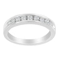 18K White Gold Round Diamond 1/2 Cttw Channel Band Ring by Bids.com