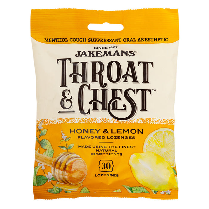 Jakemans Throat & Chest Lozenges, Honey And Lemon, 30 Lozenges by Pasteur Pharmacy