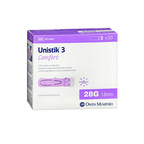Unistik® 3 Comfort Safety Lancets – 28 Gauge (Purple) by Pasteur Pharmacy