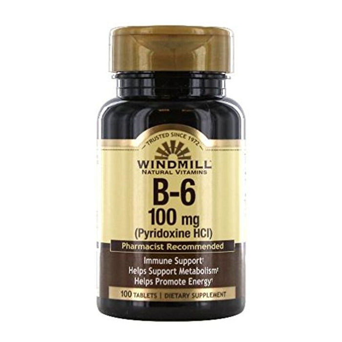 Windmill Natural Source Vitamin B-6, 100 Mg Tablets by Pasteur Pharmacy