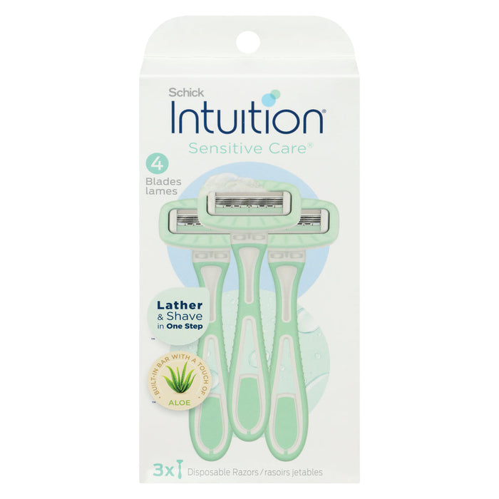 Schick Intuition Sensitive Care 4 Blades Disposable Razors 3 Ea by Pasteur Pharmacy