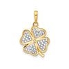 14K Yellow Gold Four Leaf Clover Charm Pendant