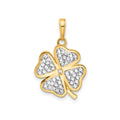14K Yellow Gold Four Leaf Clover Charm Pendant by Fine Color Jewels