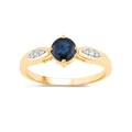 0.85 Ct Round Blue Sapphire & Diamond Prong 10k Gold Cocktail Ring by Fine Color Jewels