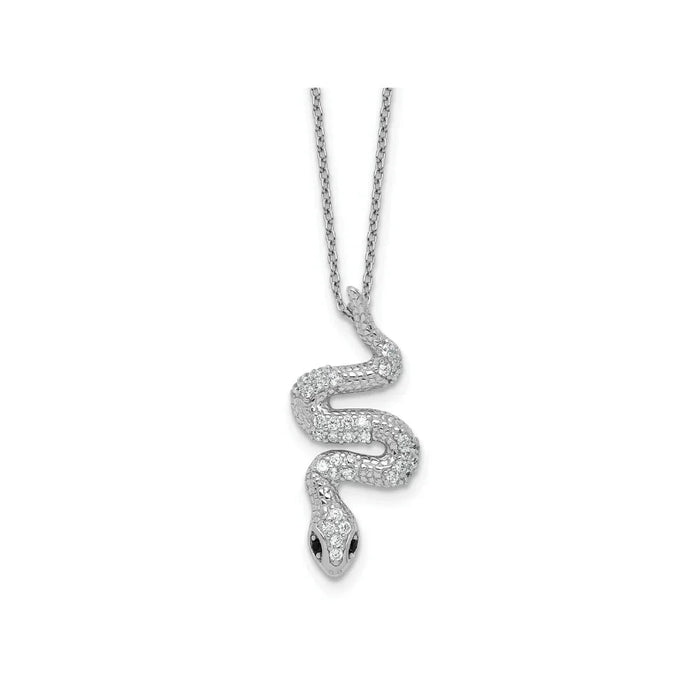 Black and White CZ Snake Necklace by Fine Color Jewels