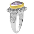 Two Tone Plated 4.36 Carat Genuine Amethyst & White Topaz .925 Sterling Silver Ring by Bids.com